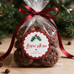Adesivo Redondo Bolos Personalizados Feitos com Amor Natal Bolos