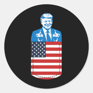 Adesivo Redondo Bolsa de Dedo do Meio de Trump 2020 Eleição EUA Re