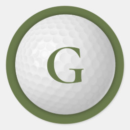 Adesivo Redondo Bolsa de Golfe de Monograma Verde Oleícola