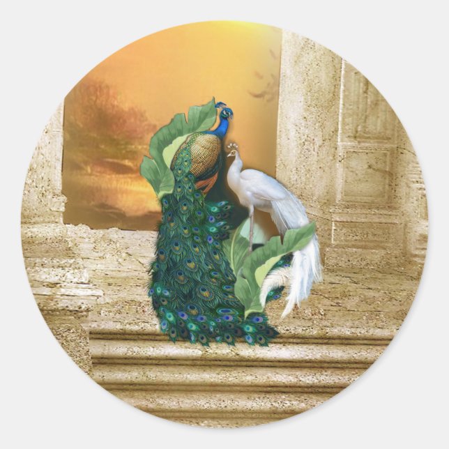 Adesivo Redondo Bolsa mensageiro de Sonhos do Templo de Peacock ou (Frente)