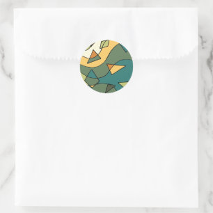 Adesivo Redondo Bolsa tote com design abstrato vintage desenhado à
