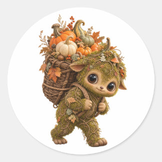 Adesivo Redondo Bolsa Tote Sprite da Floresta de Musgo