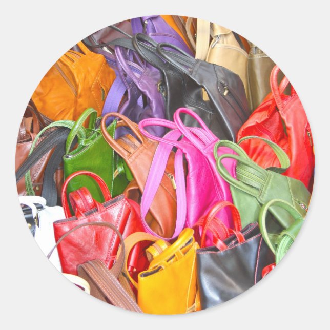 Adesivo Redondo Bolsas de couro (Frente)