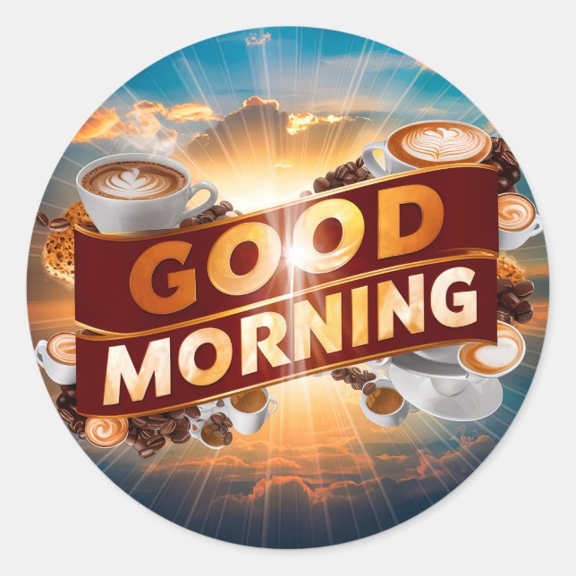 Adesivo Redondo Bom dia Café e Pães #5 (Frente)