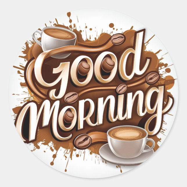 Adesivo Redondo Bom dia Café e Pães #7 (Frente)
