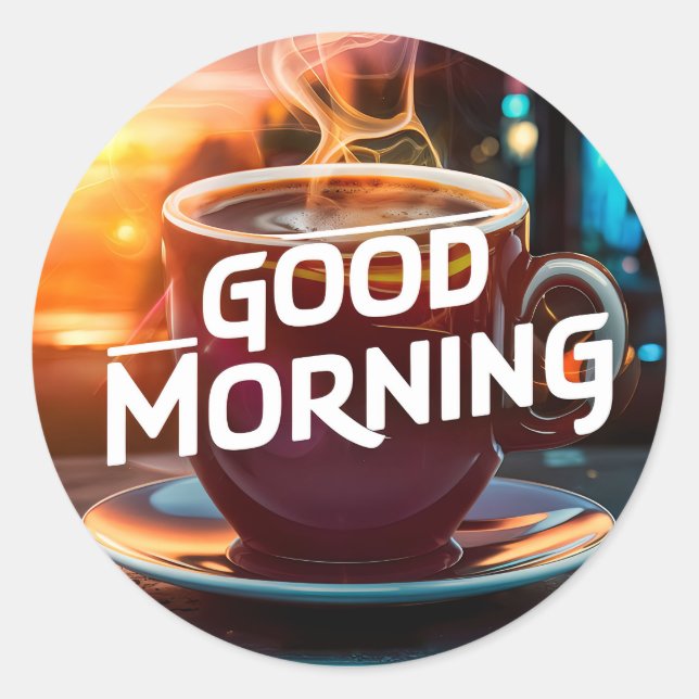 Adesivo Redondo Bom dia Café e Pães #8 (Frente)