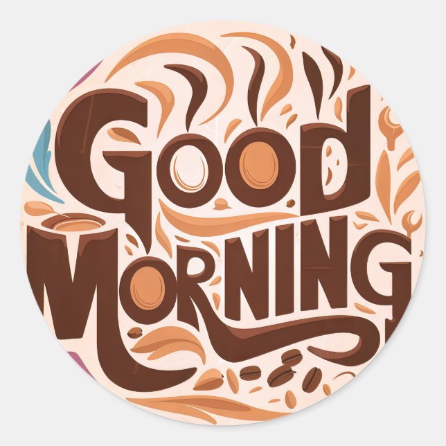 Adesivo Redondo Bom dia Café e Pães #9 (Frente)