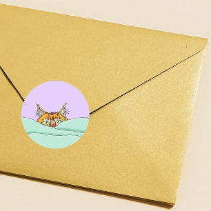 Adesivo Redondo Bom Dia Laranja Gato Engraçado