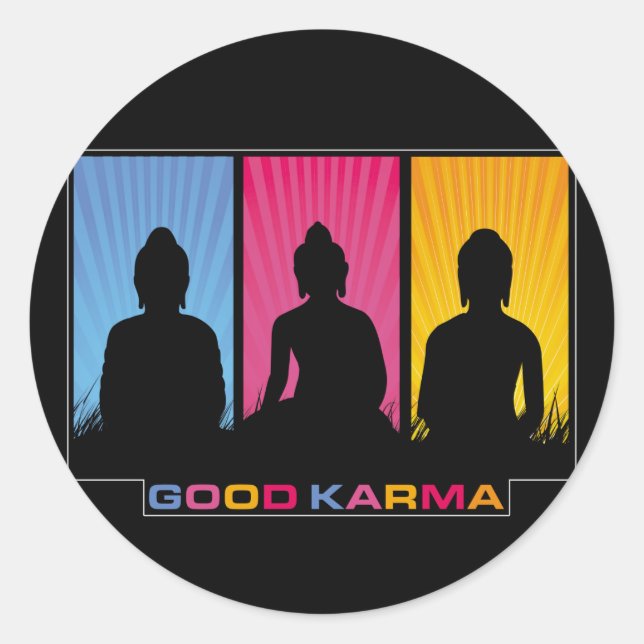 Adesivo Redondo Bom Karma Buddhas (Frente)