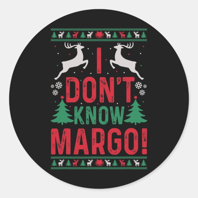 Adesivo Redondo Bom Natal Não conheço Margo (Frente)