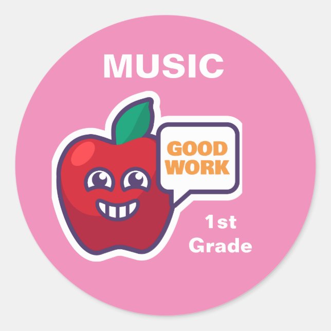 Adesivo Redondo Bom Trabalho! Personalização do Prêmio de música e (Frente)