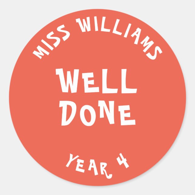 Adesivo Redondo Bom trabalho Professor Encorajando o Star Sticker (Frente)