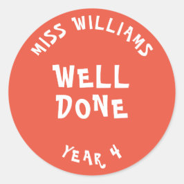 Adesivo Redondo Bom trabalho Professor Encorajando o Star Sticker