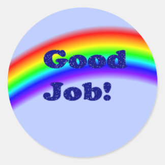 Adesivo Redondo Bom trabalho Rainbow Sticker, pequeno