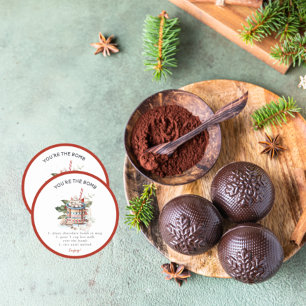 Adesivo Redondo Bomba Clássica de Chocolate Quente de Natal