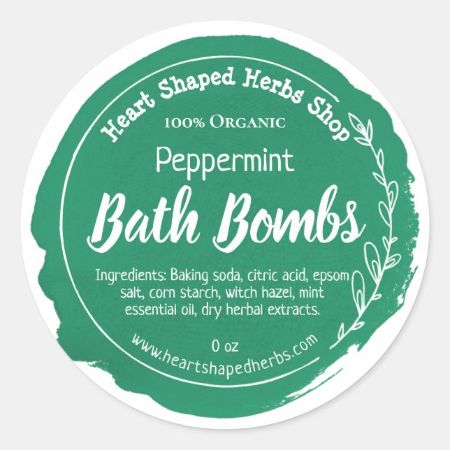 Adesivo Redondo Bomba de banho-maria verde-escura (Frente)