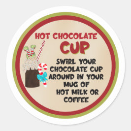 Adesivo Redondo Bomba de cacau quente de coco de chocolate, etique