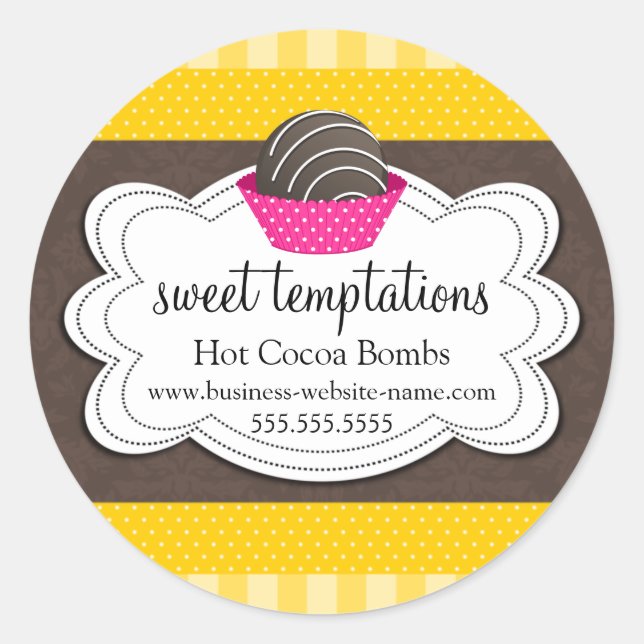 Adesivo Redondo Bomba de chocolate quente com cacau (Frente)