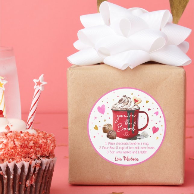 Adesivo Redondo Bomba de chocolate quente de dia de os namorados C (Festa)