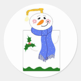 Adesivo Redondo Bomba de Sabão Homem de Neve