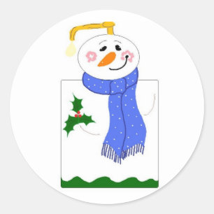 Adesivo Redondo Bomba de Sabão Homem de Neve