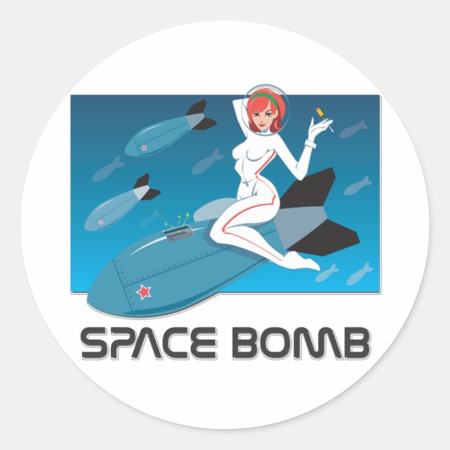 Adesivo Redondo Bomba espacial (Frente)
