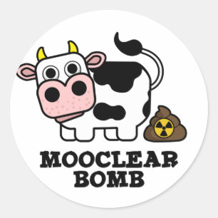 Adesivo Redondo Bomba-Mooclear Cute Cow Pun