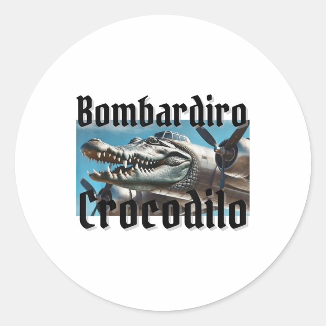 Adesivo Redondo Bombardiro Bombardino Crocodilo Funny Italiano Bra (Frente)