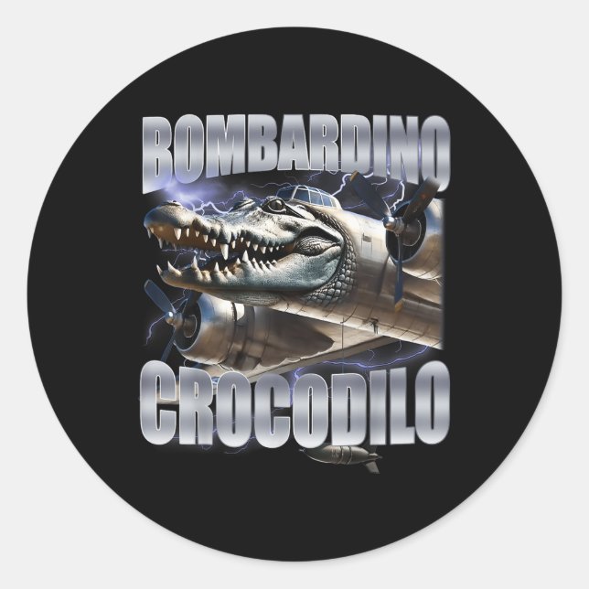 Adesivo Redondo Bombardiro Crocodilo - Memória Brainrot Italiana (Frente)