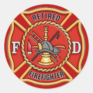 Adesivo Redondo Bombeiro aposentado
