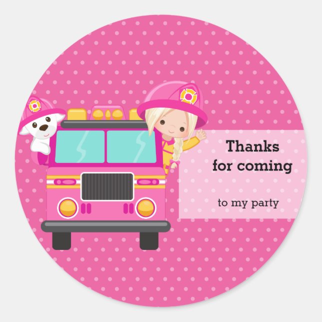 Adesivo Redondo Bombeiro bonito (Frente)