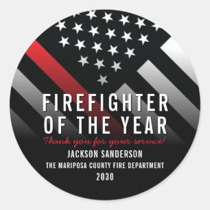 Adesivo Redondo Bombeiro do ano - Sinalizador da Linha Vermelha do