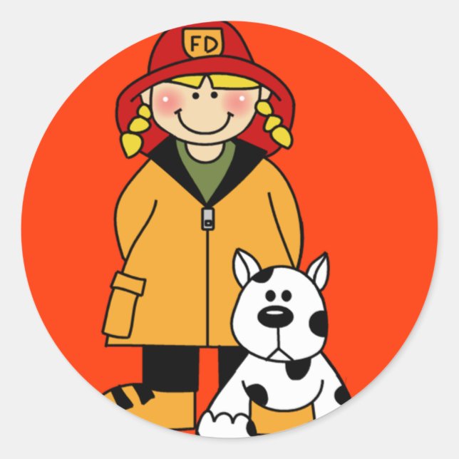 Adesivo Redondo Bombeiro e Cão (Frente)