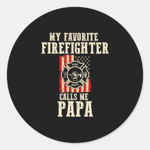 Adesivo Redondo Bombeiro favorito do homem chama o papai bandeira