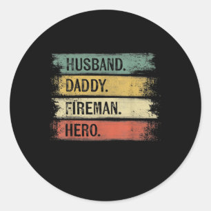 Adesivo Redondo Bombeiro Hero Pai do Mens Husband