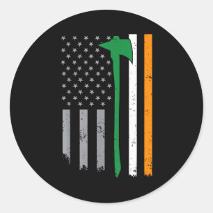 Adesivo Redondo Bombeiro Irlandês Bandeira Americana Legal Dia de