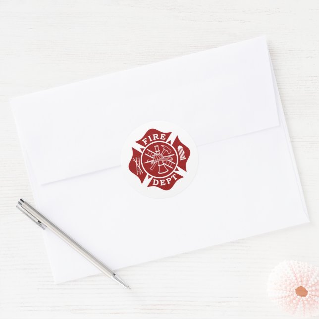 Adesivo Redondo Bombeiro Maltês Cross Round Sticker (Envelope)