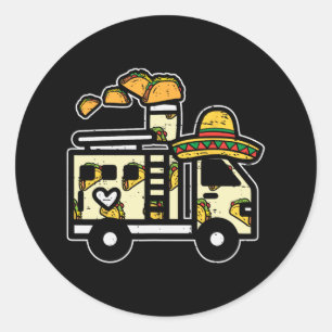 Adesivo Redondo Bombeiro mexicano Sombrero Taco Cinco De Mayo Kid