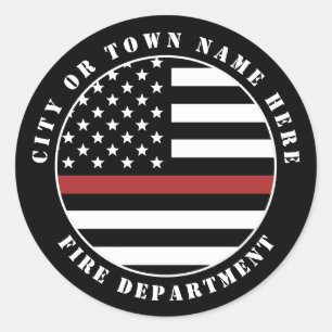 Adesivo Redondo Bombeiro Personalizado - Thin Red Fire