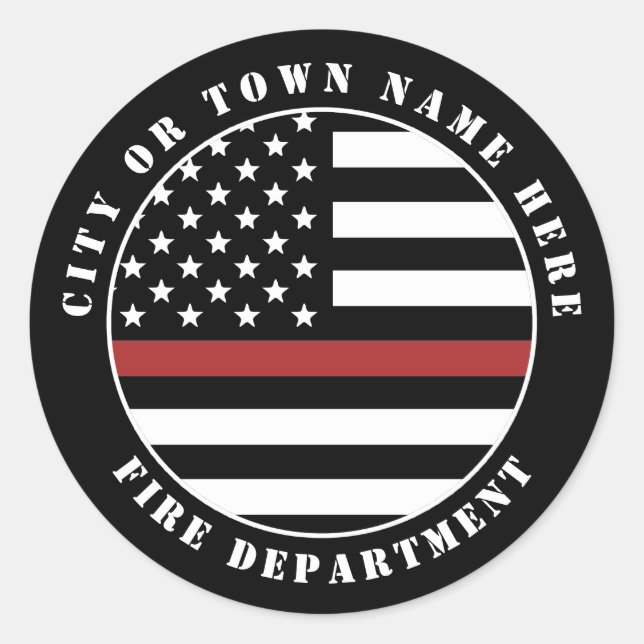 Adesivo Redondo Bombeiro Personalizado - Thin Red Fire (Frente)