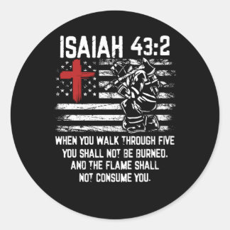 Adesivo Redondo Bombeiro Red Cross Bíblia Verse American Flag