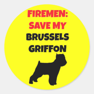 Adesivo Redondo Bombeiro Salve Meu Griffon Bruxelas