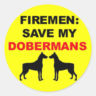 Adesivo Redondo Bombeiro Salve Meus Dobermans