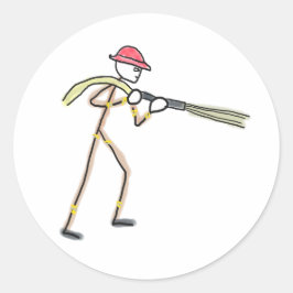 Adesivo Redondo Bombeiro Stickman