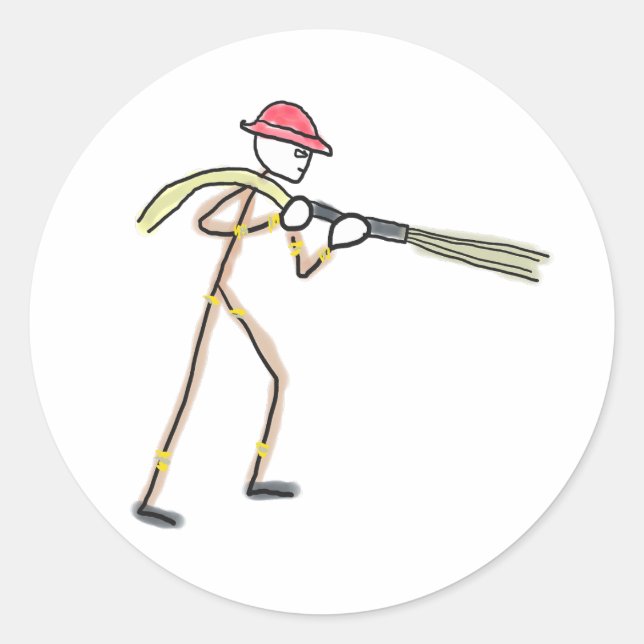 Adesivo Redondo Bombeiro Stickman (Frente)