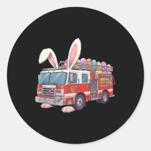 Adesivo Redondo Bombeiros de Páscoa de Bunny Páscoa Day