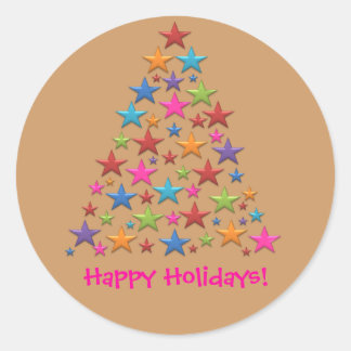Adesivo Redondo Bon Rainbow Árvore de Natal Colorida Stickers