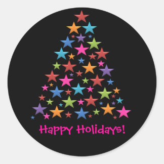 Adesivo Redondo Bon Rainbow Árvore de Natal Colorida Stickers