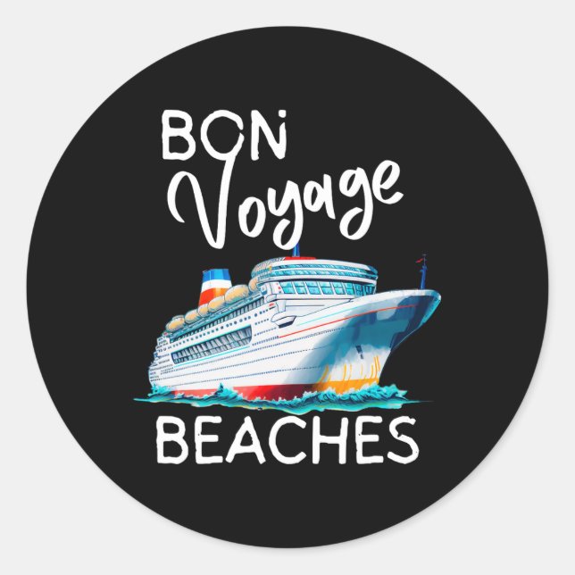 Adesivo Redondo Bon Voyage Beaches Cruise Graphic Ship Graphic Par (Frente)