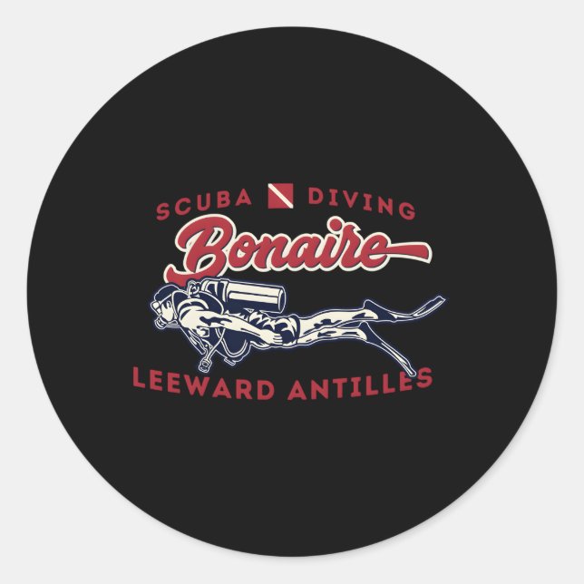 Adesivo Redondo Bonaire Leeward Antilles Curacao Scuba Diver (Frente)